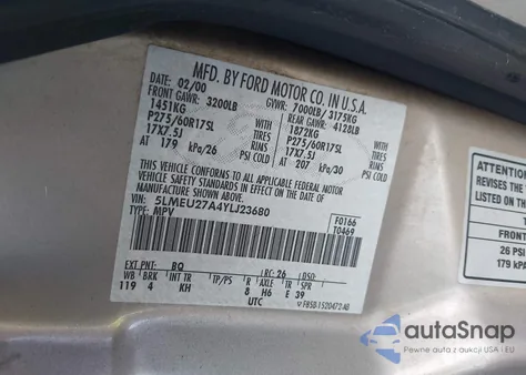 2000 Lincoln Navigator from USA, damaged, VIN 5LMEU27A4YLJ23680